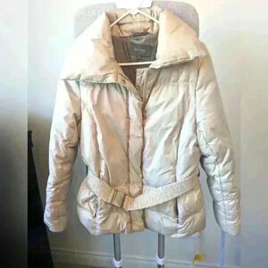 𝅺UTEX Xtérior Cream Down Filled Belted Puffer Winter Jacket Size Medium